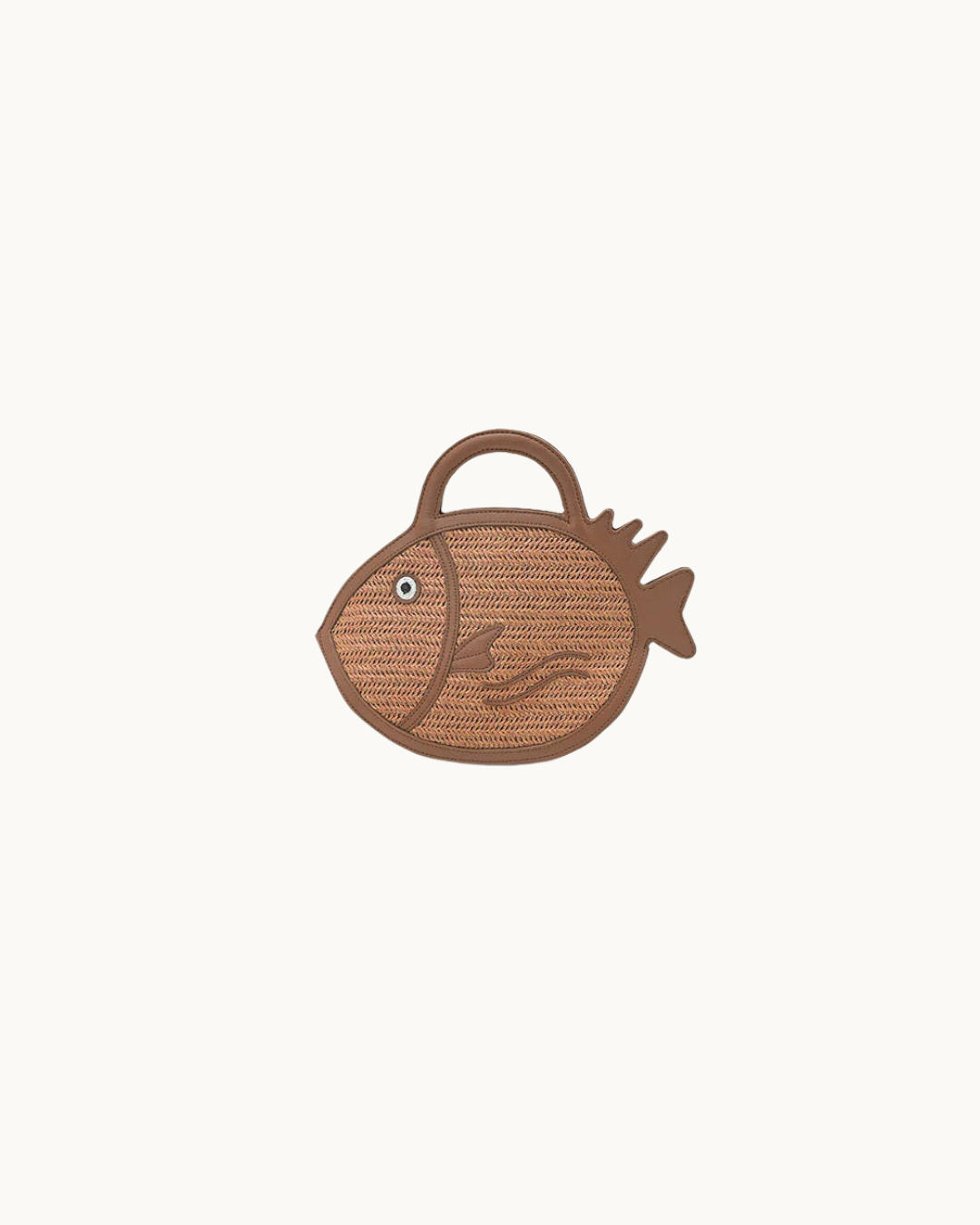 Brown Trim Fish Raffia Handheld Clutch