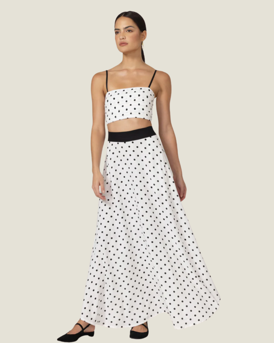 The Nova: Polka Dot Linen Maxi Skirt