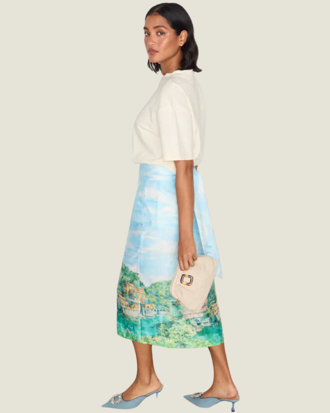 The Venice: Scenery Wrap Midi Skirt