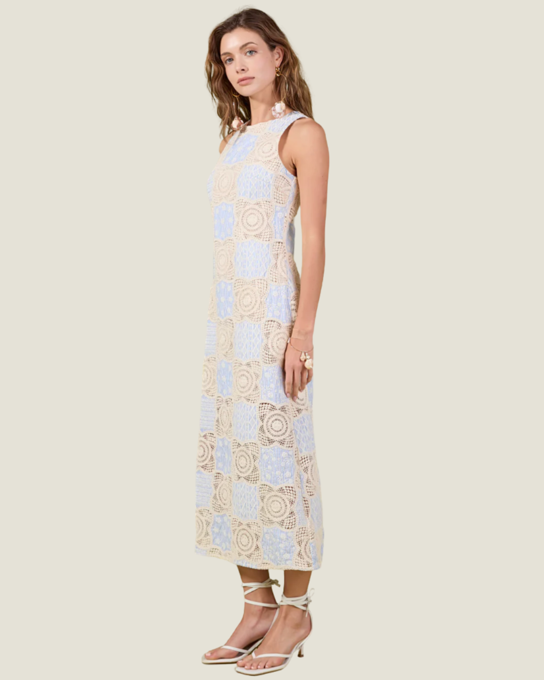 The Bonnie: Crochet Overlay Midi Dress