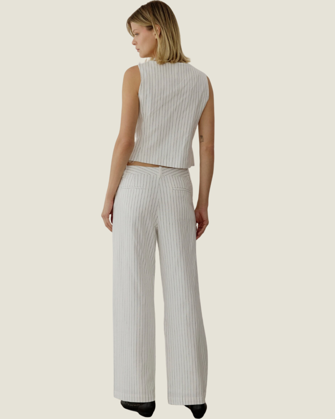 The Francesca: Ivory Pinstripe Square Neck Vest Top