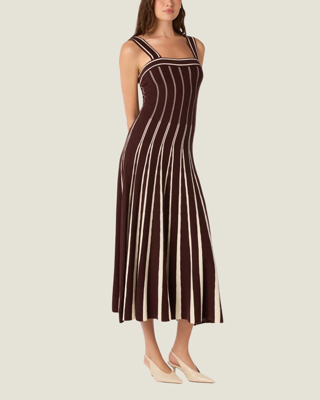 Marlen Striped Knit Midi Dress