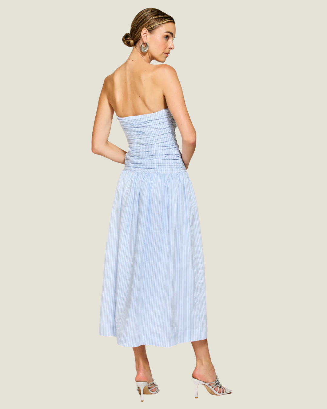 Darra Strapless Stripe Midi Dress