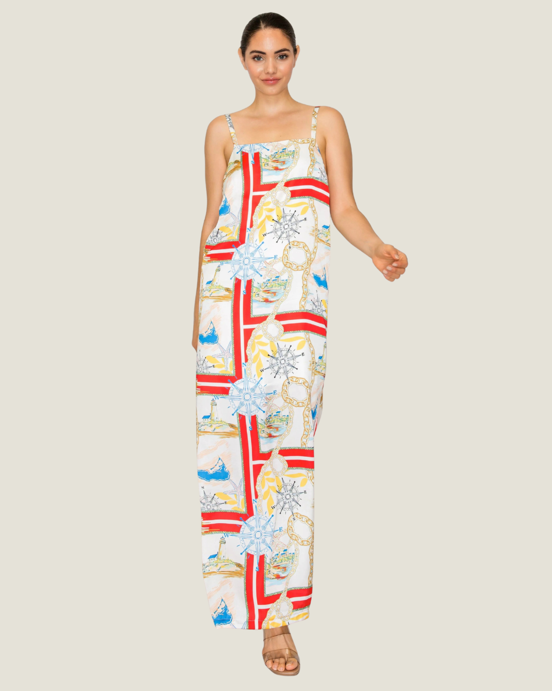 Gemma Nautical Print Midi Dress