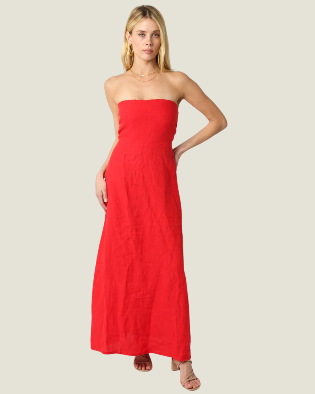 The Maisie: Strapless Linen Maxi