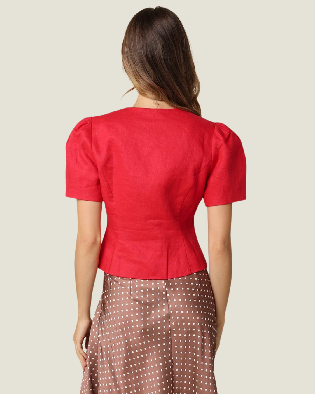 Nataly Puff-Sleeve Button-Front Blouse
