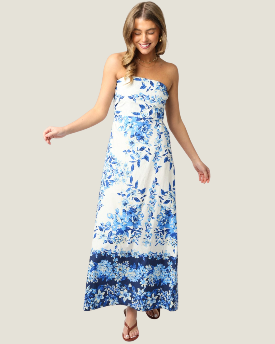 Lila Strapless Floral Maxi Dress