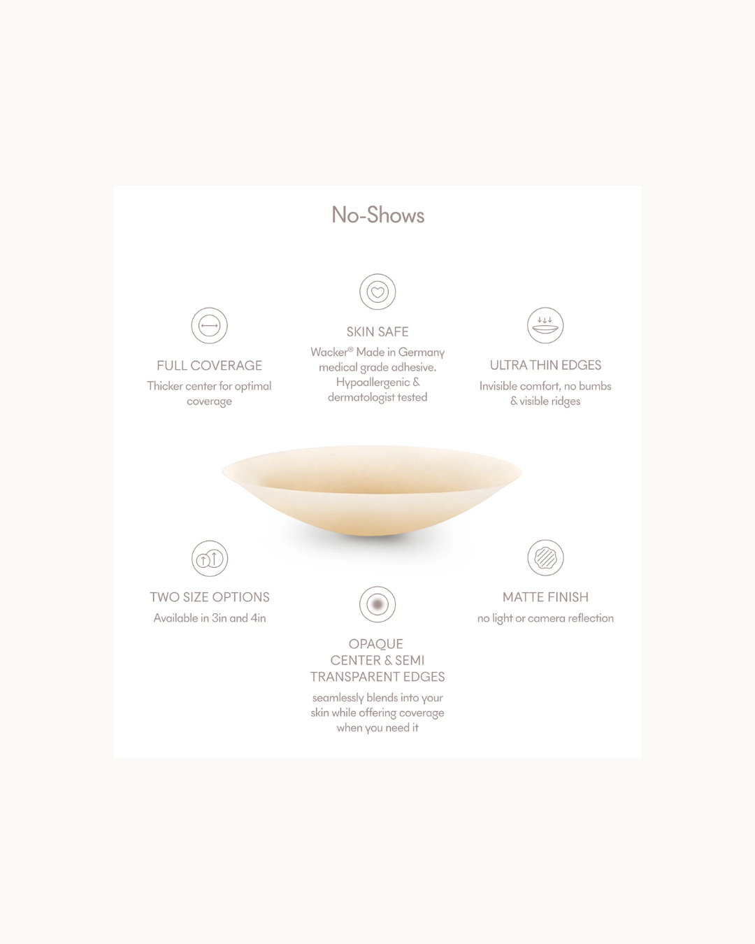 No-Show | Reusable Adhesive Nipple Covers | No 3 Buff