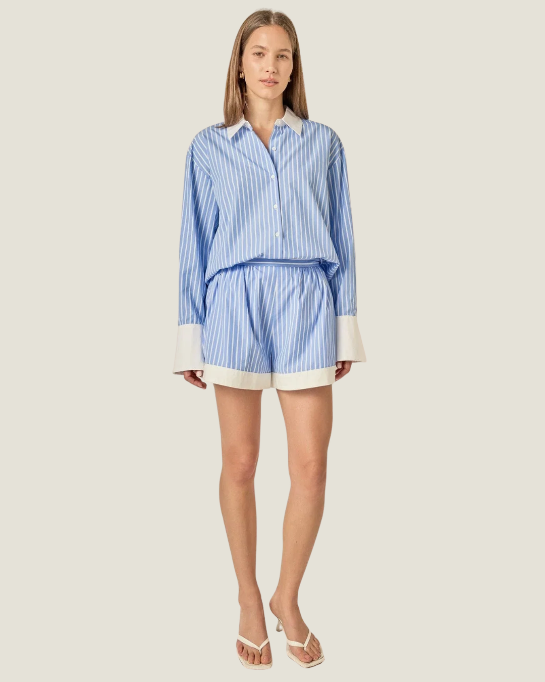 Boyfriend Striped Mini Shorts