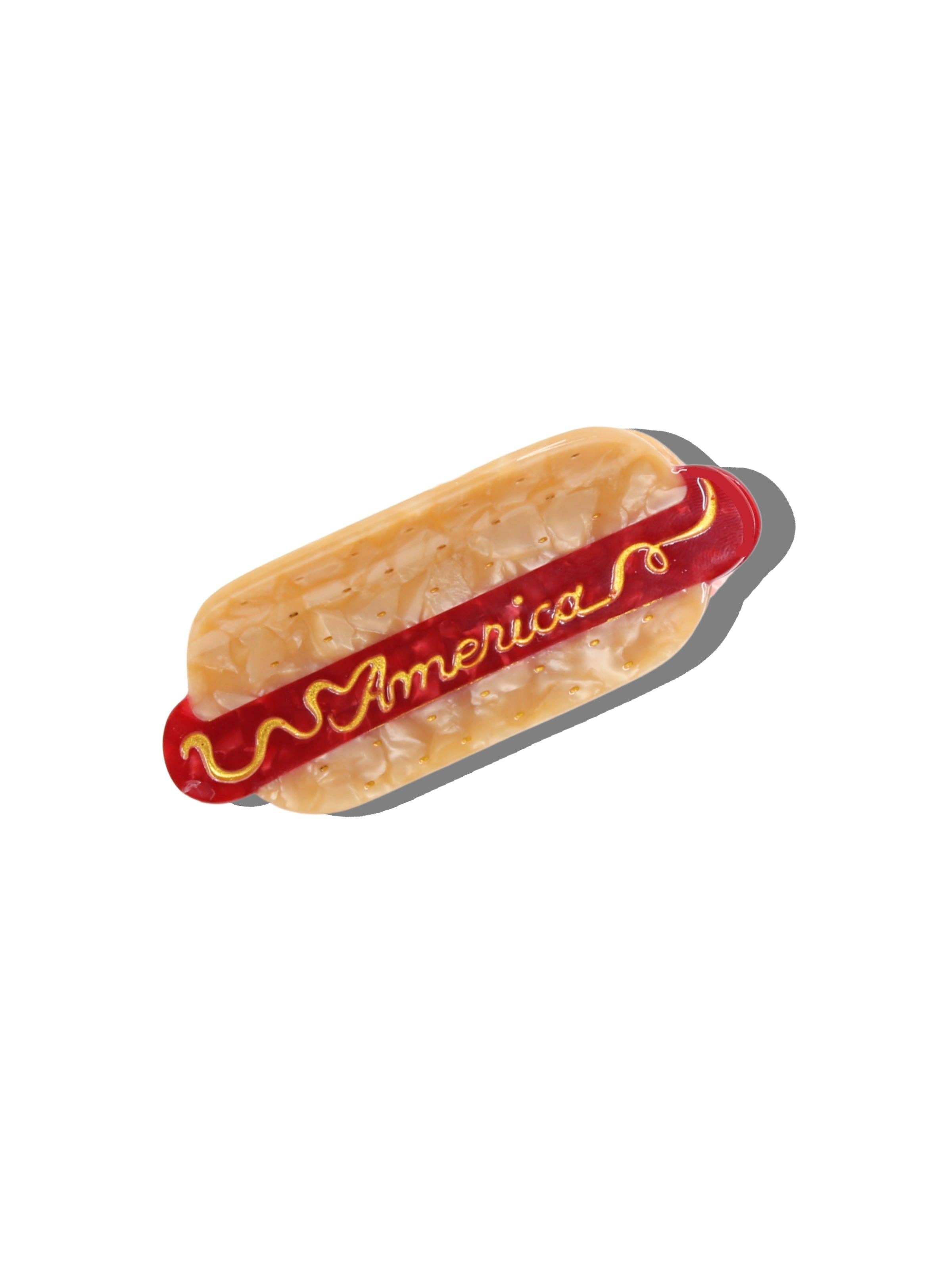 Hand-Painted America Hotdog Claw Clip