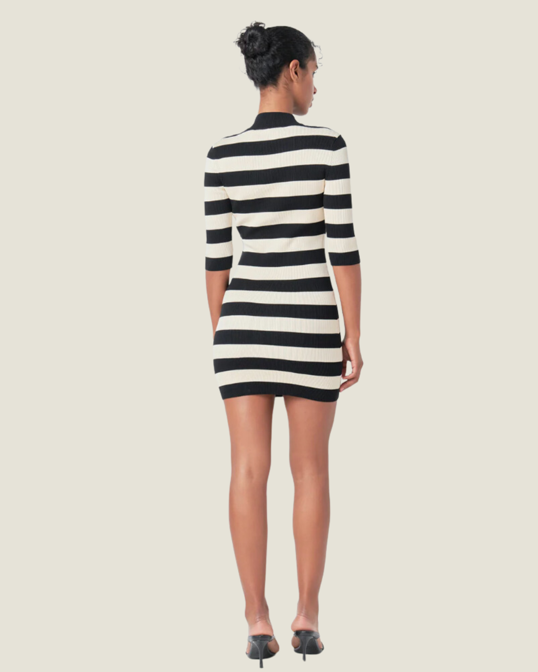 The Kay: Mock Neck Striped Knit Mini Dress