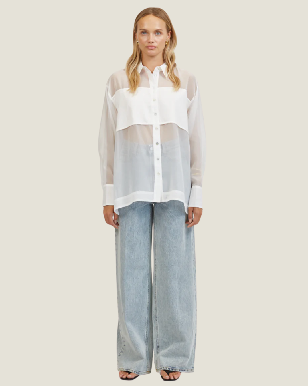 Kaelia Sheer Collared Blouse