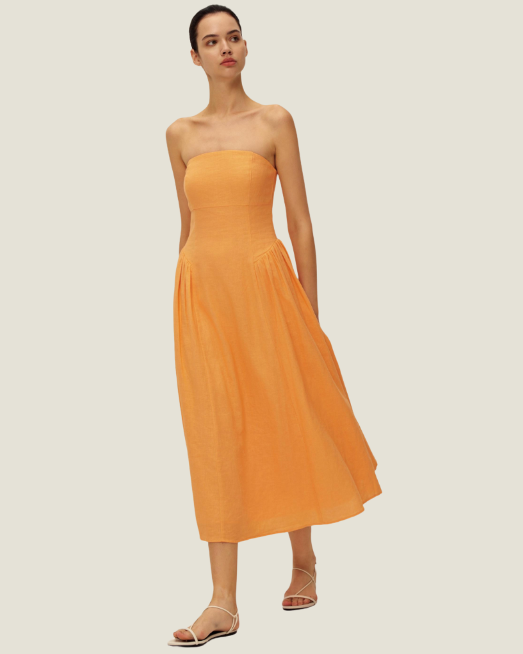 Emma Strapless Linen Midi