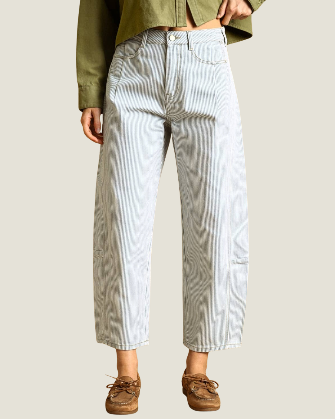 Striped Cotton Barrel Pants