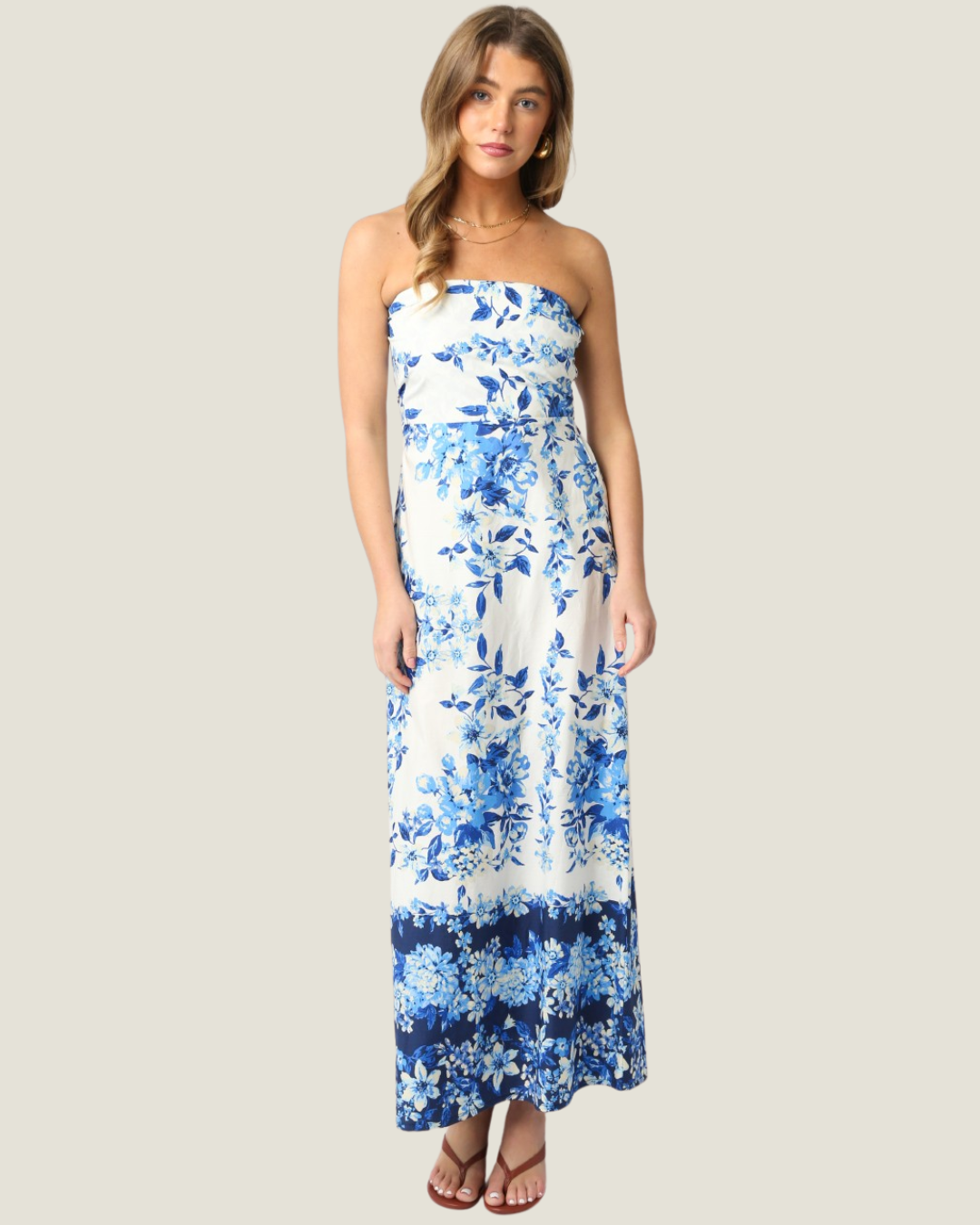Lila Strapless Floral Maxi Dress