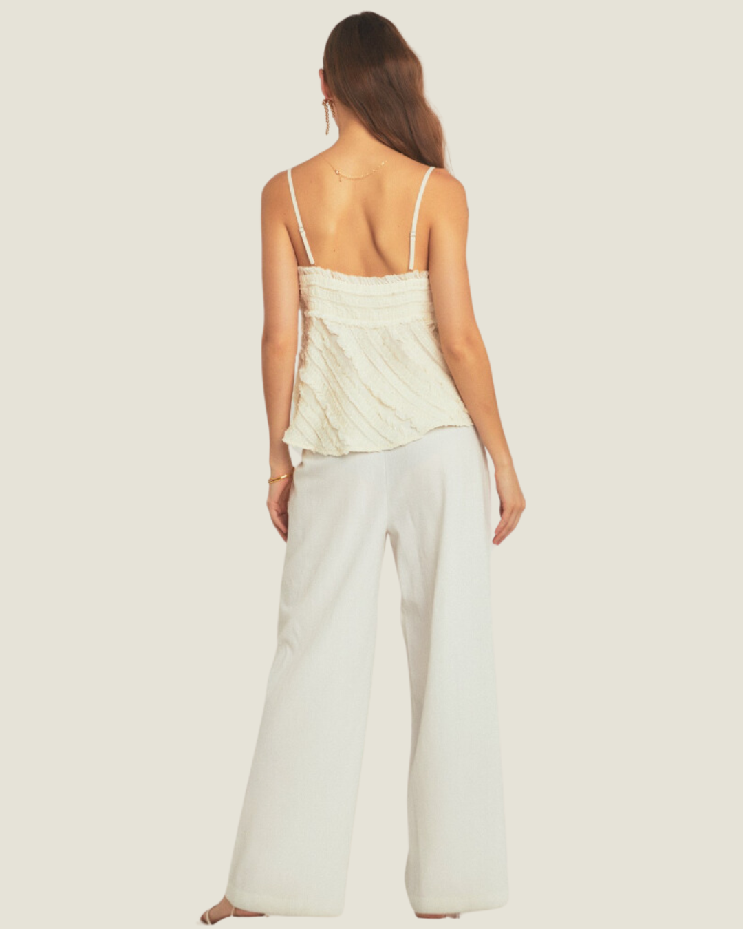 The 167: Cream Ruffled Sleeveless Top