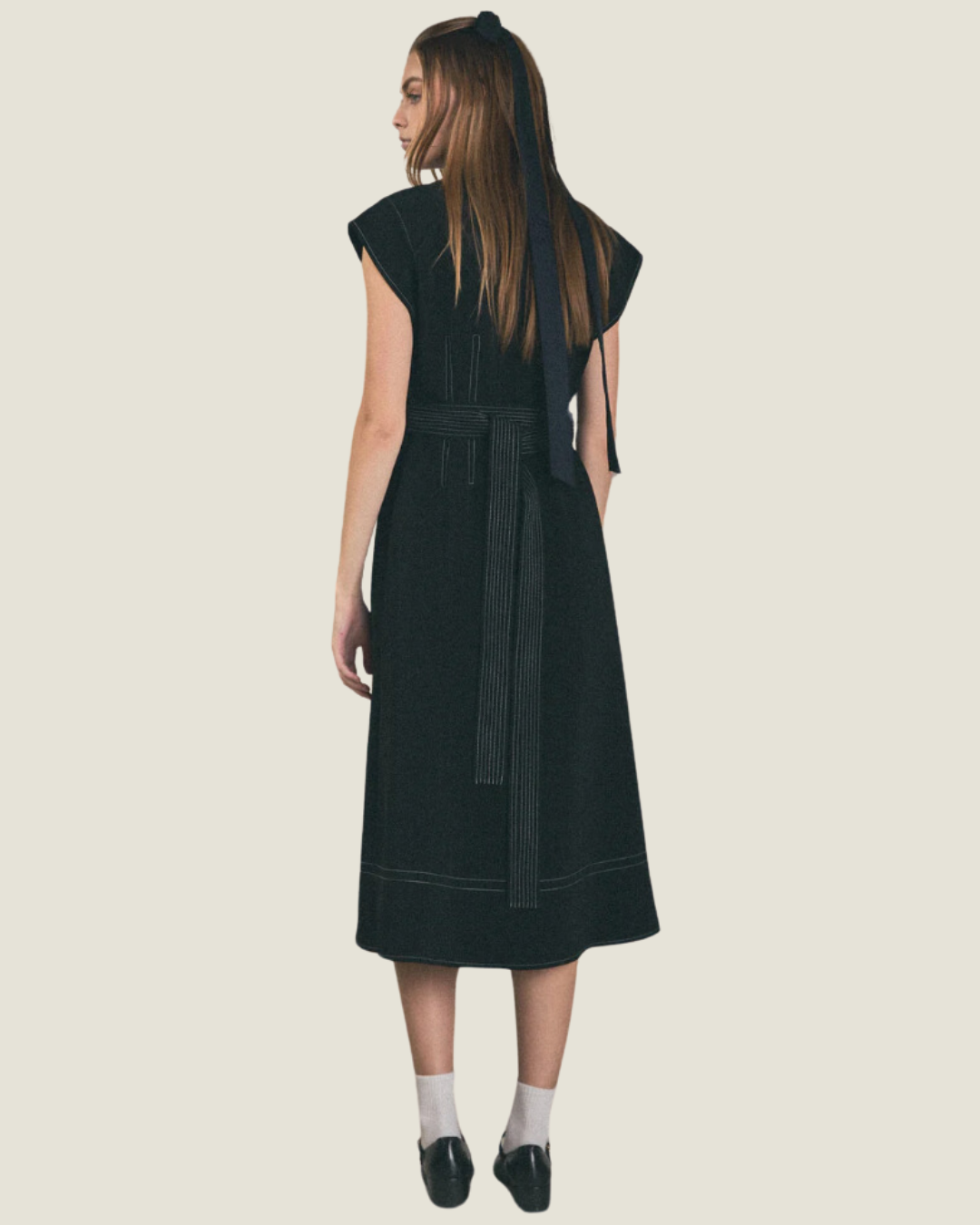 The Julie: Contrast Stitch Shirt Midi Dress