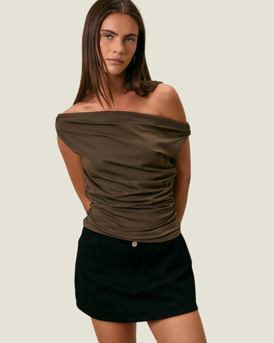 Natalie Ruched Off the Shoulder Top