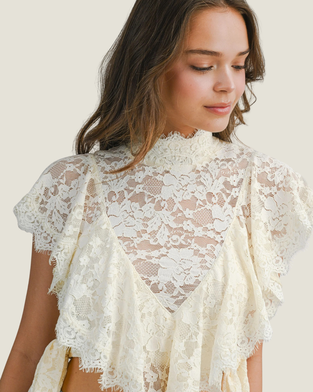 Caroline Lace Mock Neck