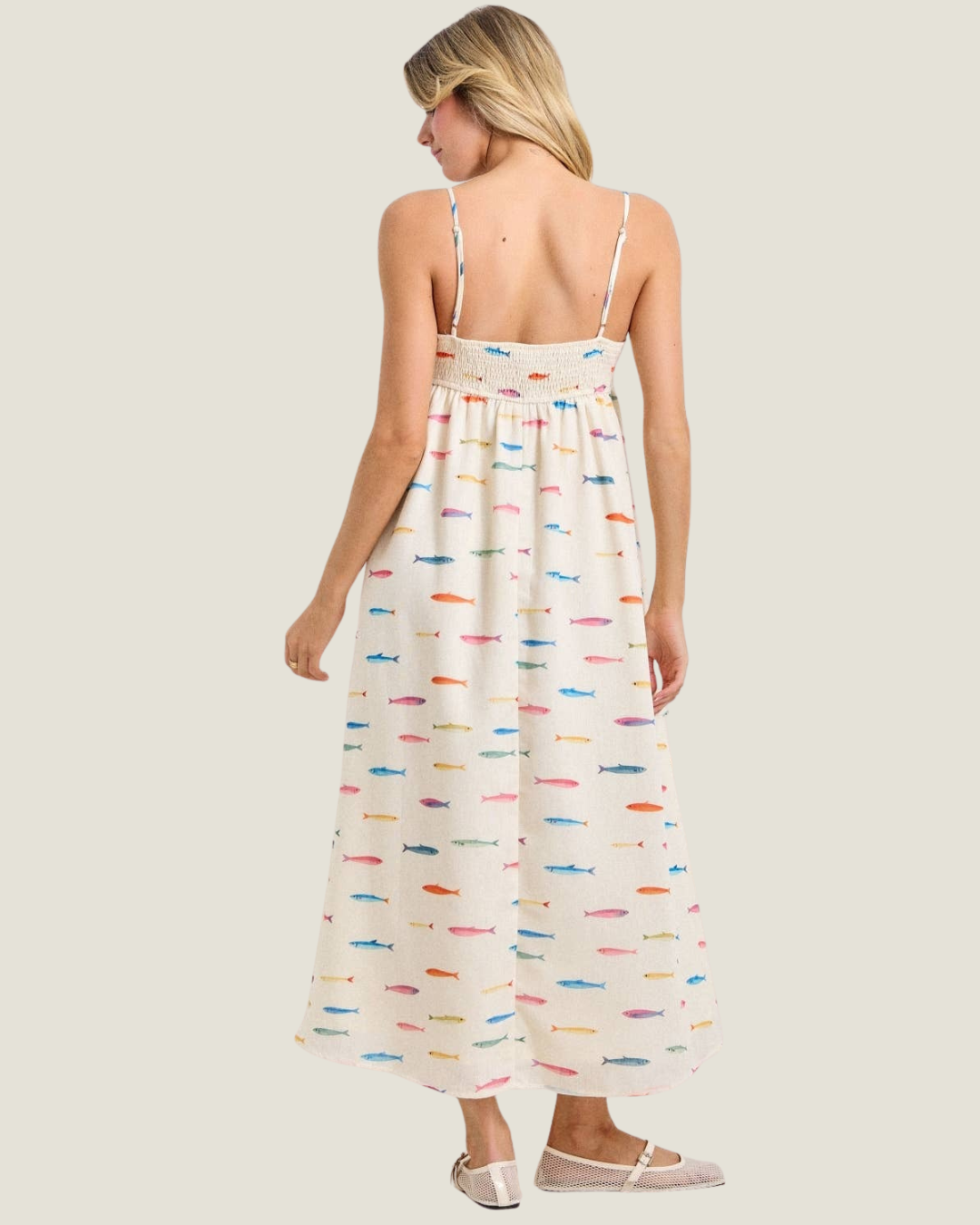 Marnie Fish Print Midi Dress