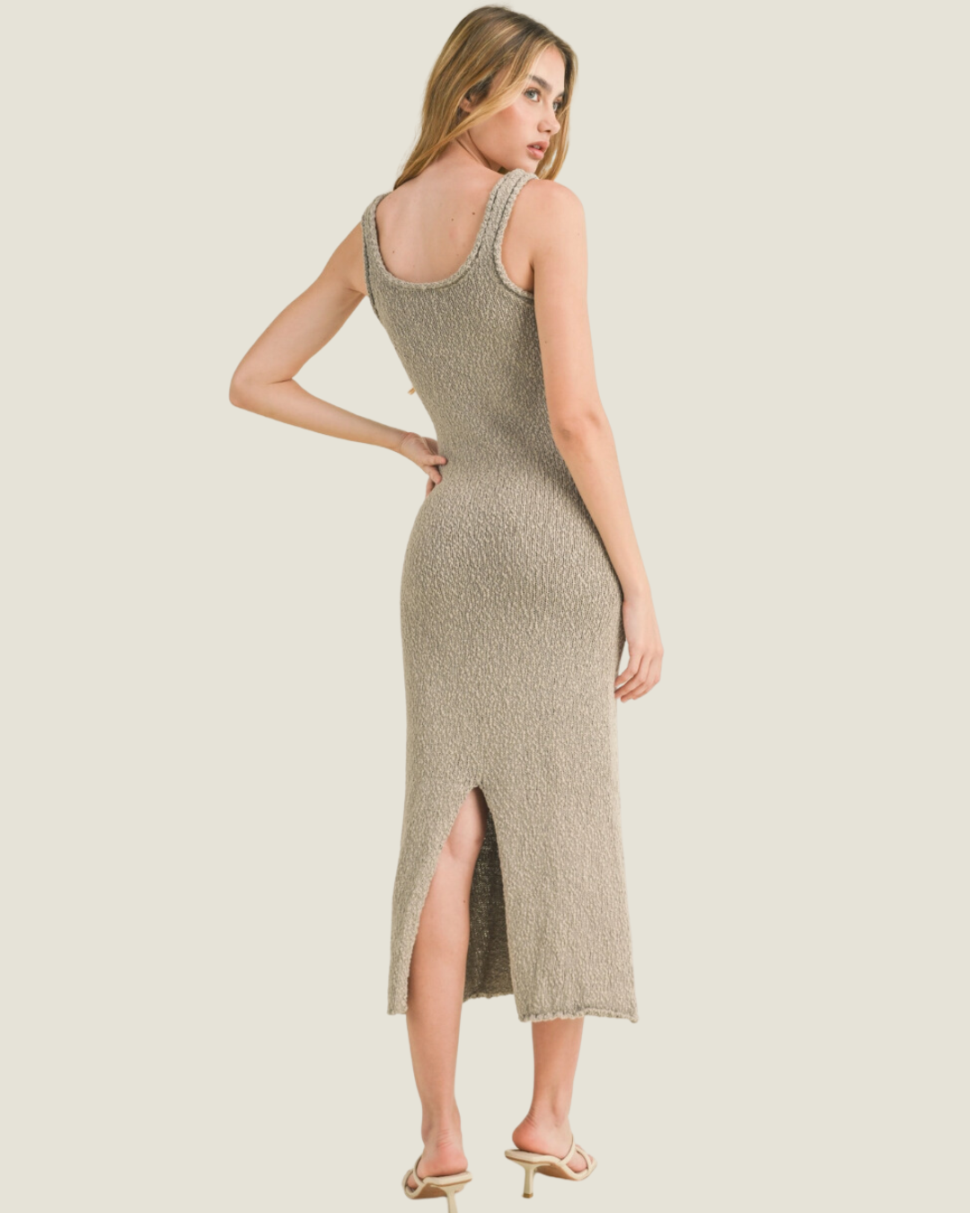 The Adrianne: Thick Weaved Knit Midi Dress