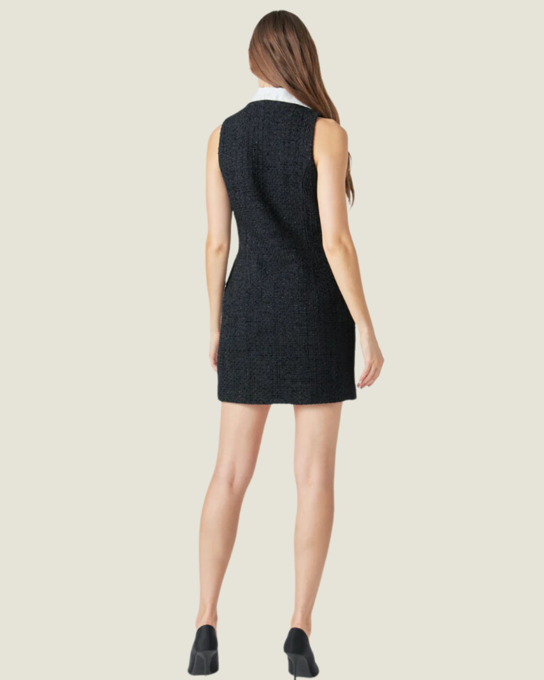 The Santa: Sleeveless Tweed Mini Dress