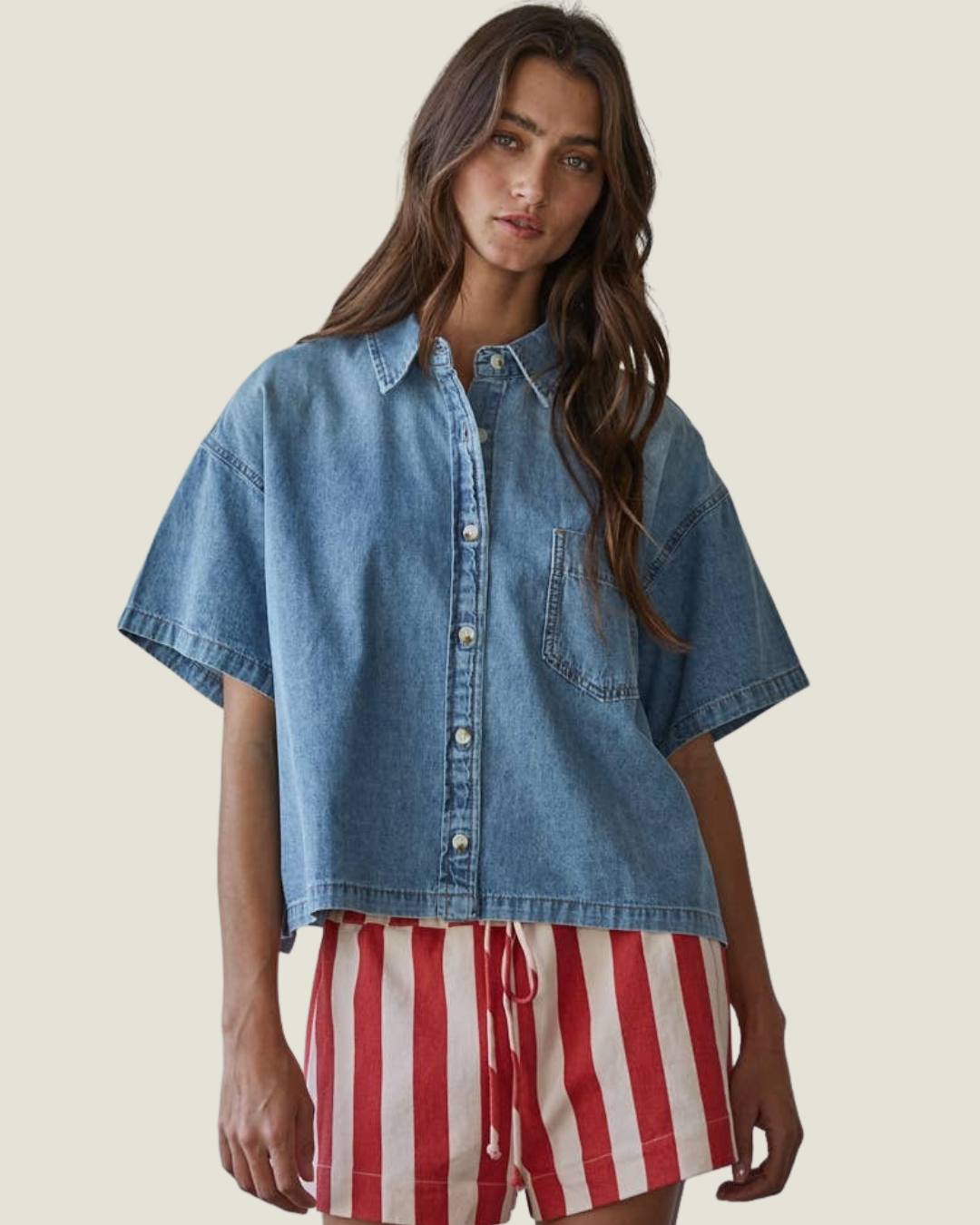 Riley Cotton Denim Short Sleeve Shirt
