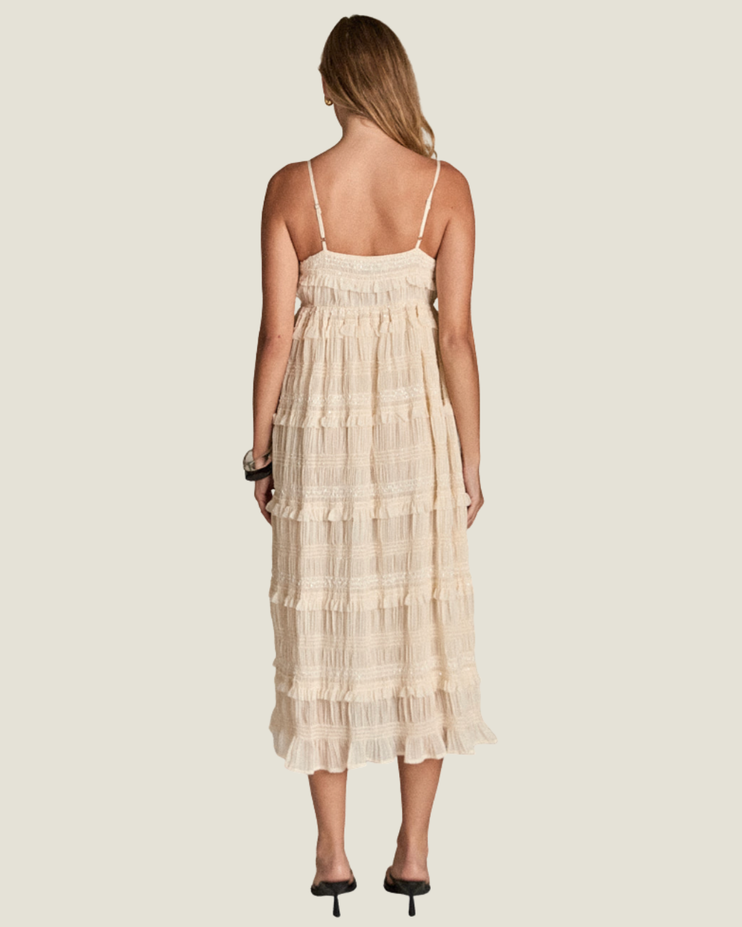Lizzie Smocked Ruffle Midi Dress