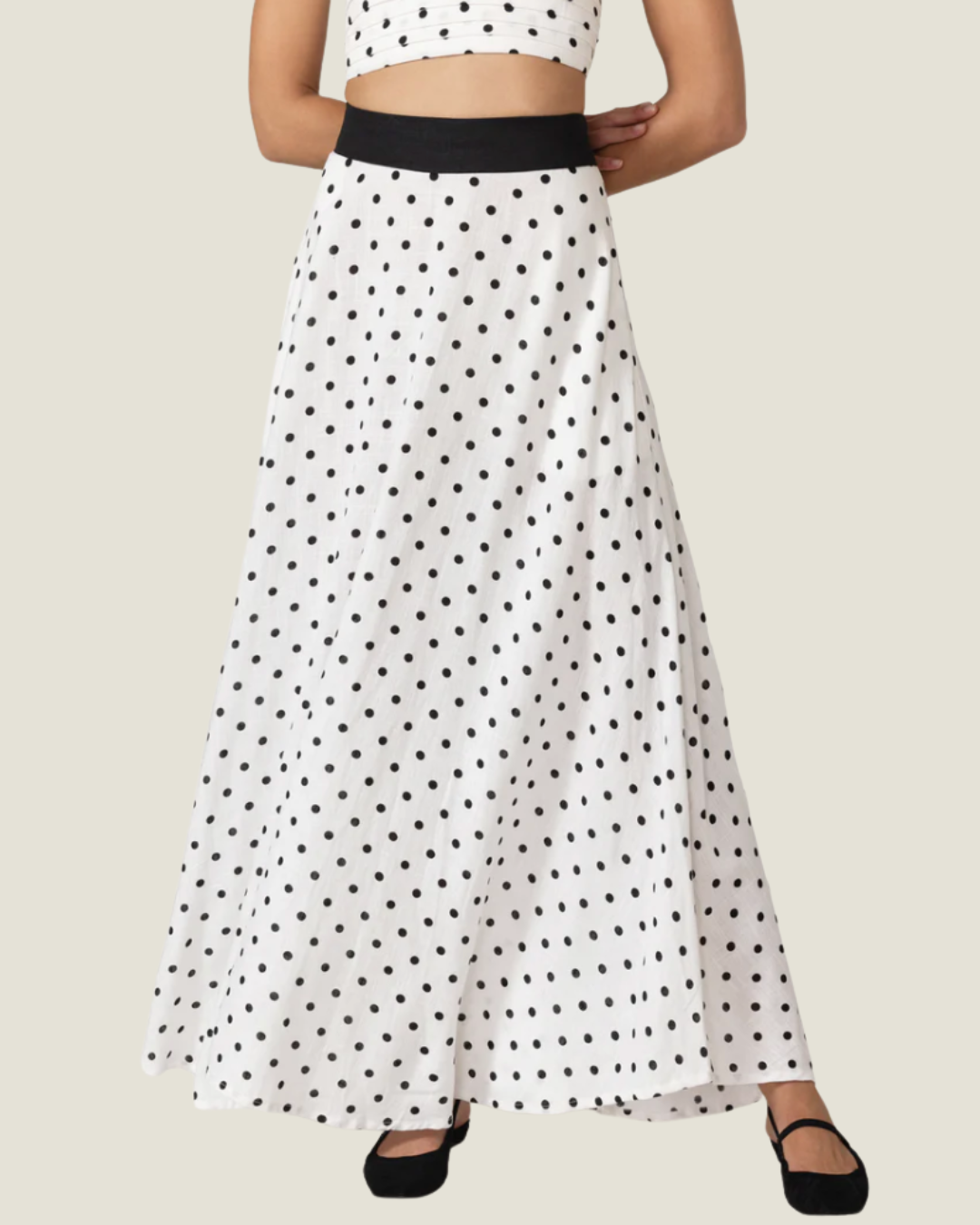 The Nova: Polka Dot Linen Maxi Skirt