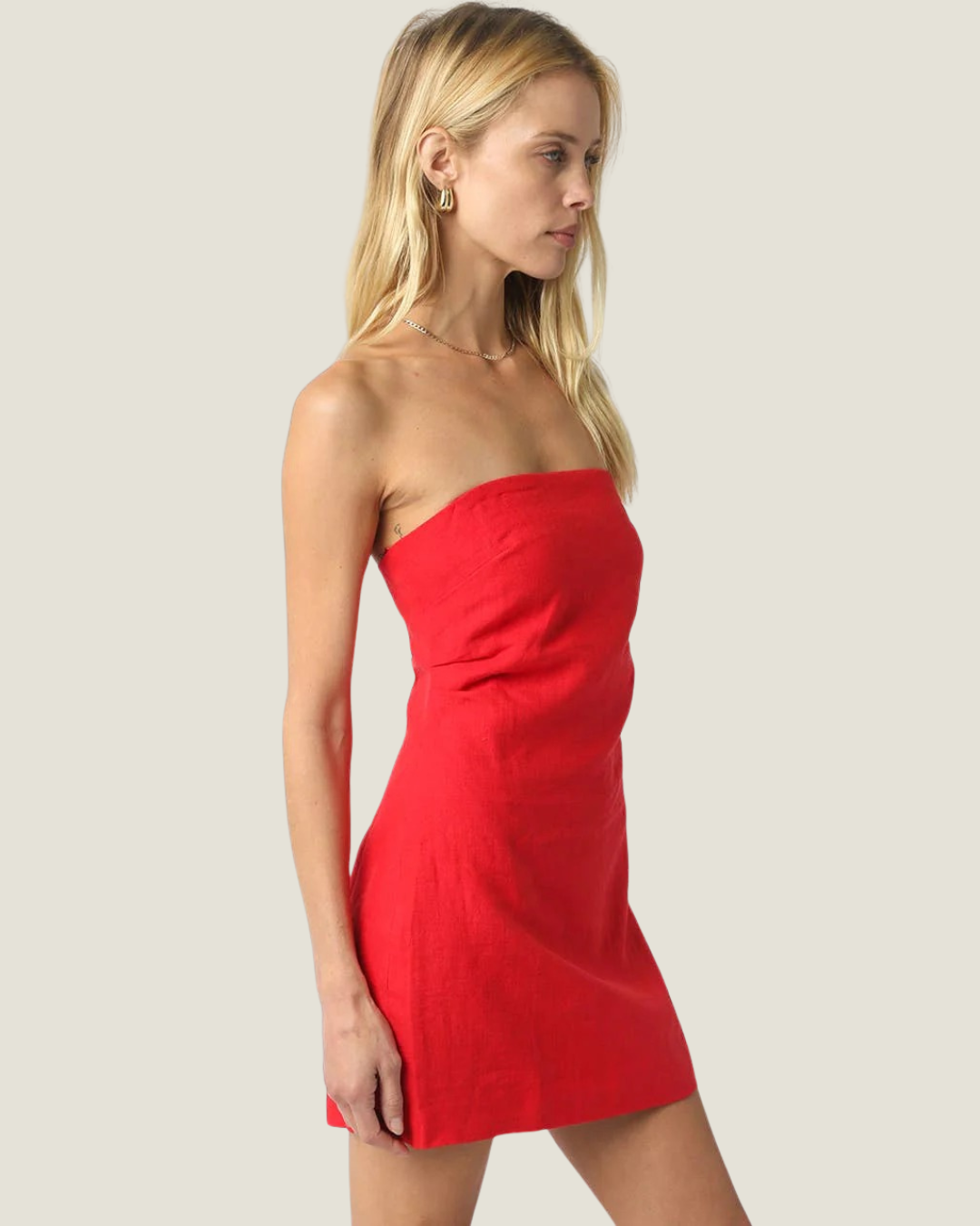 Nancy Strapless Linen Mini Dress