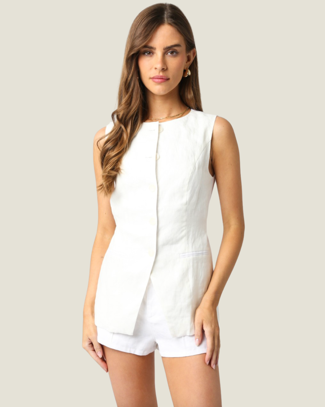 The Tommie: Linen Button Vest