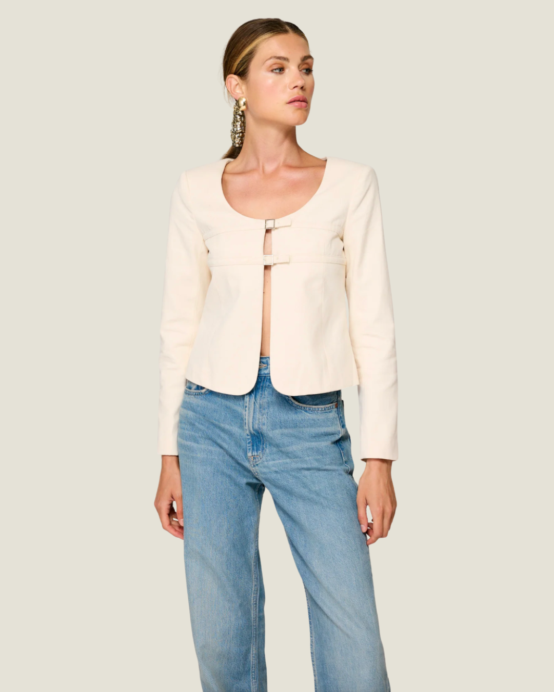 Devin Cropped Hook Front Jacket