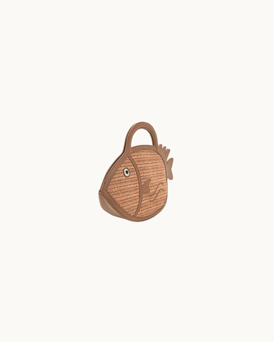 Brown Trim Fish Raffia Handheld Clutch