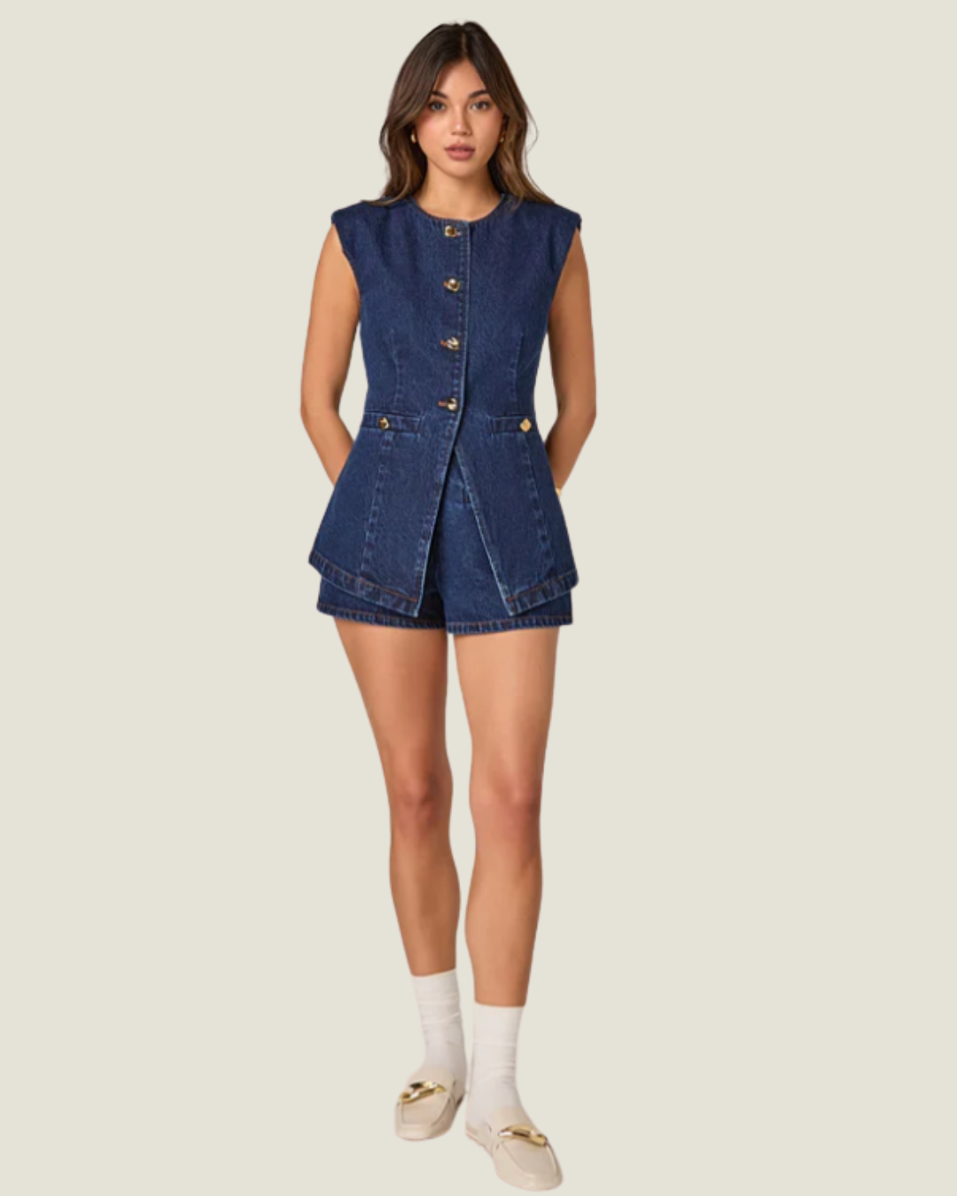 The Malika: Structured Denim Vest