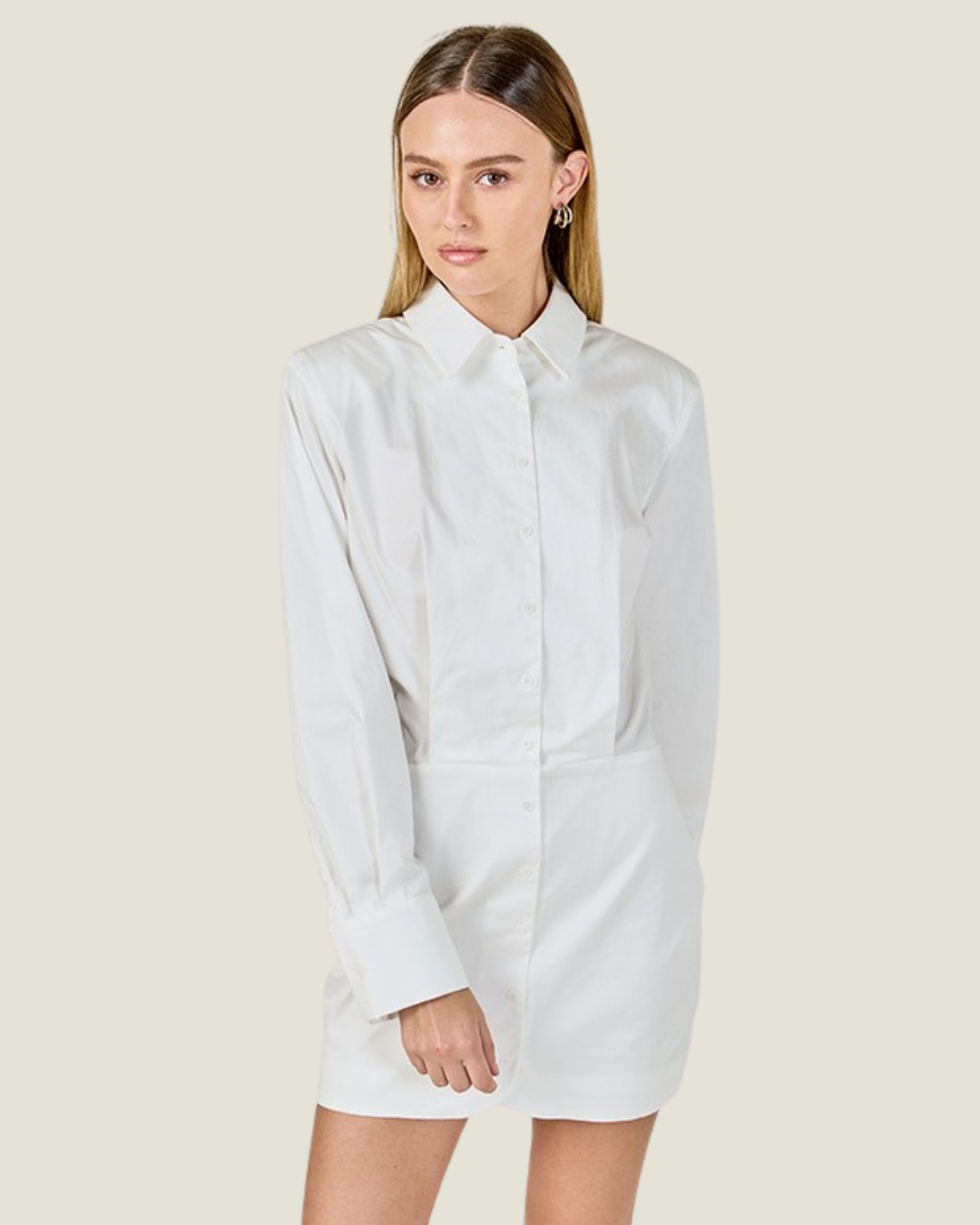 Rowan White Structured Shirt Dress