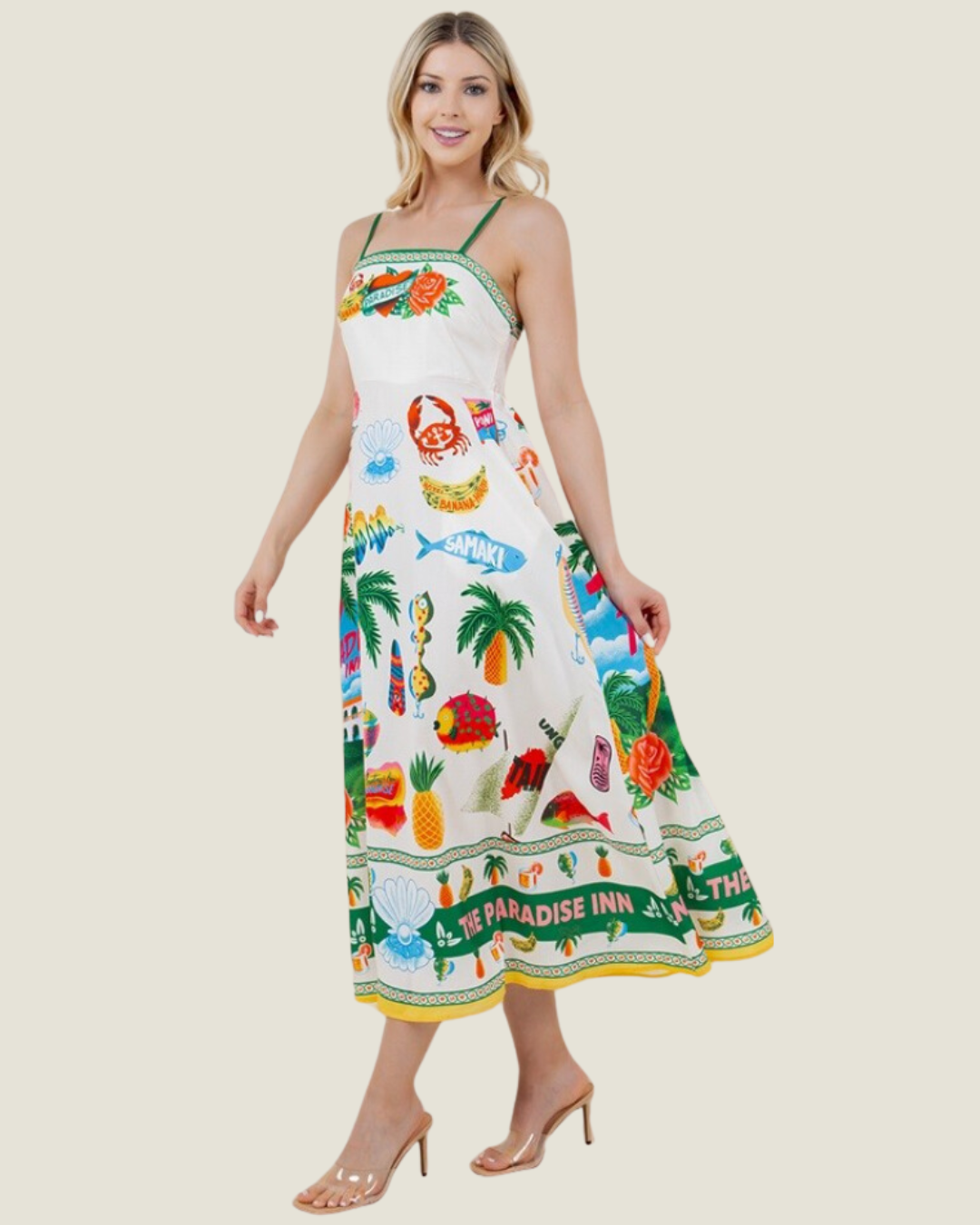 Take Me To Paradise: Resort Print Sleeveless Maxi Dress