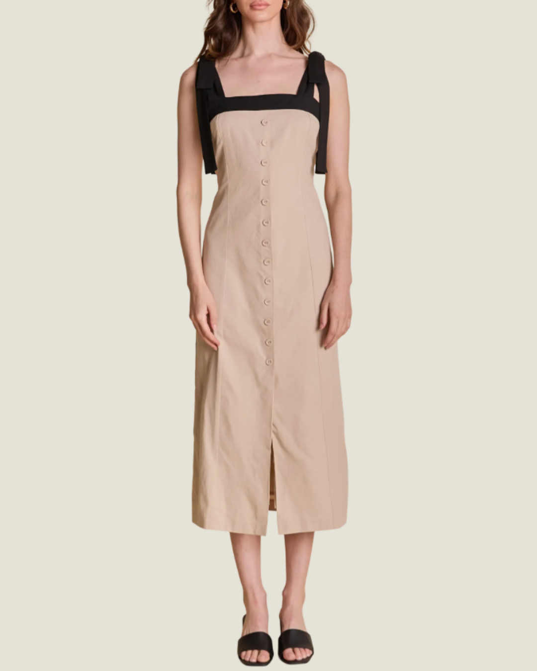 The Clara: Tailored Linen Midi Dress