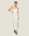 Fable Halter Bustier White Shell Midi Dress