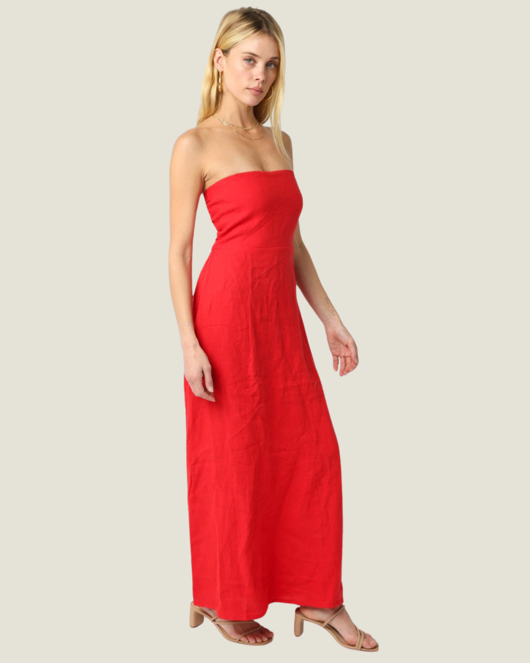 The Maisie: Strapless Linen Maxi