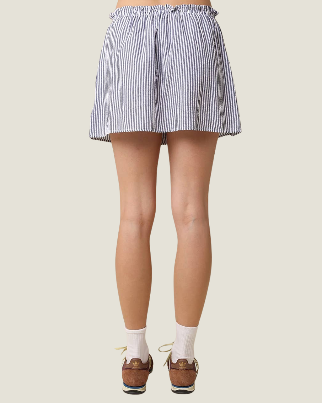 Effie Stripe Front-Tie Mini Skirt