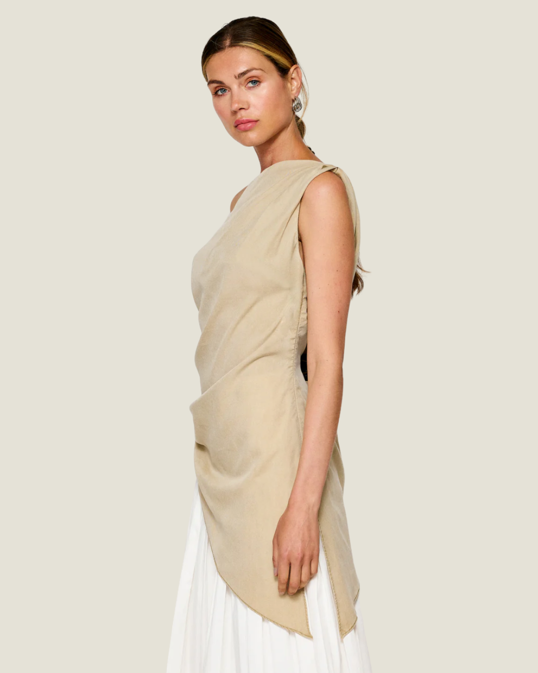Laia One-Shoulder Longline Top– a statement asymmetrical blouse by Line & Dot available at Love Celine a women’s boutique in SWFL.