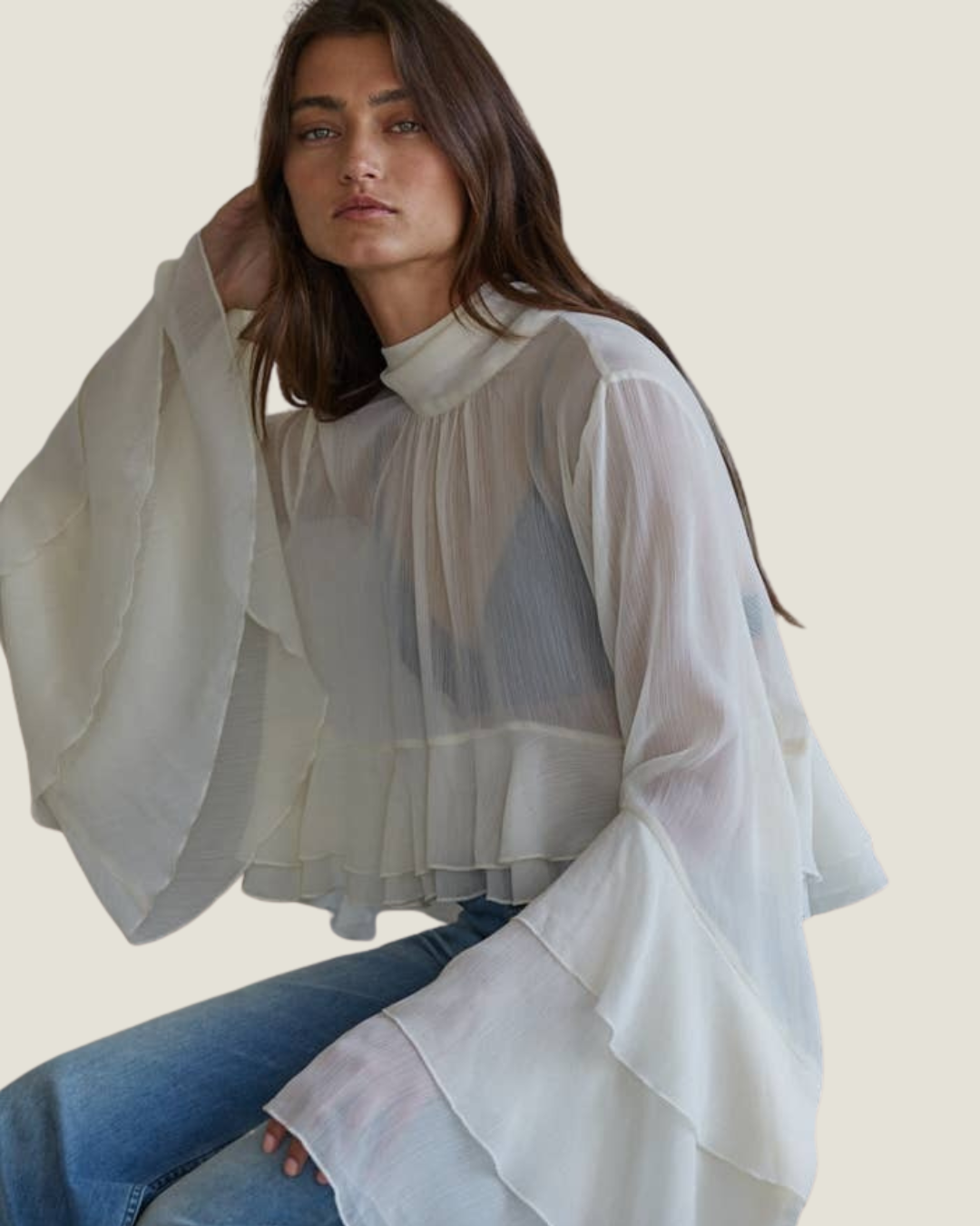 Ilyssa Woven Chiffon See Through Top