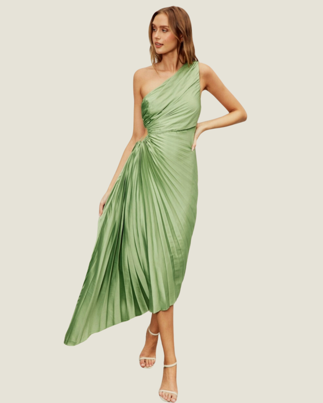 The Wedding Guest: One Shoulder Pleated Midi Dress