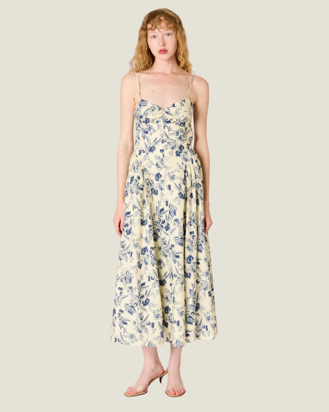 Destene Navy Patterned Midi Dress