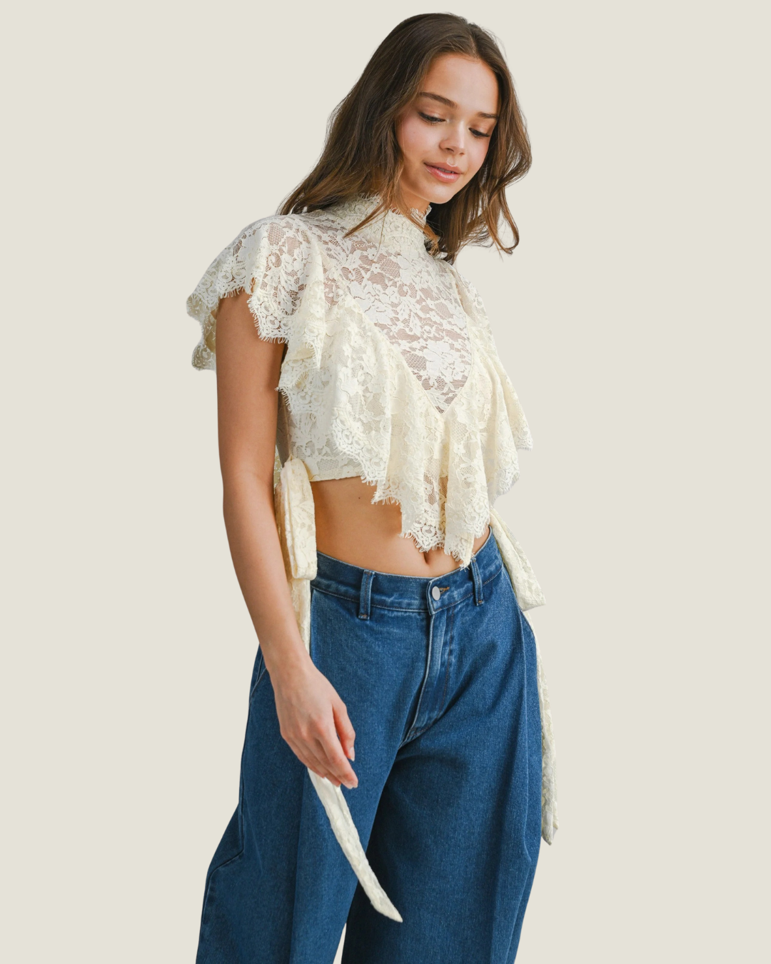 Caroline Lace Mock Neck