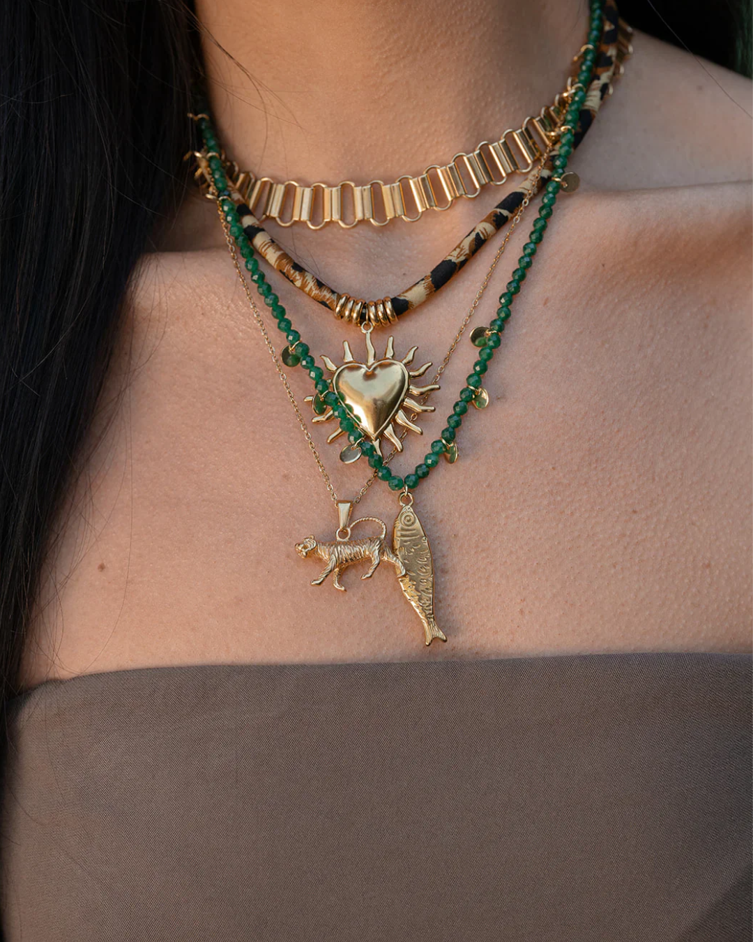 Bay Beaded Fish Pendant Necklace