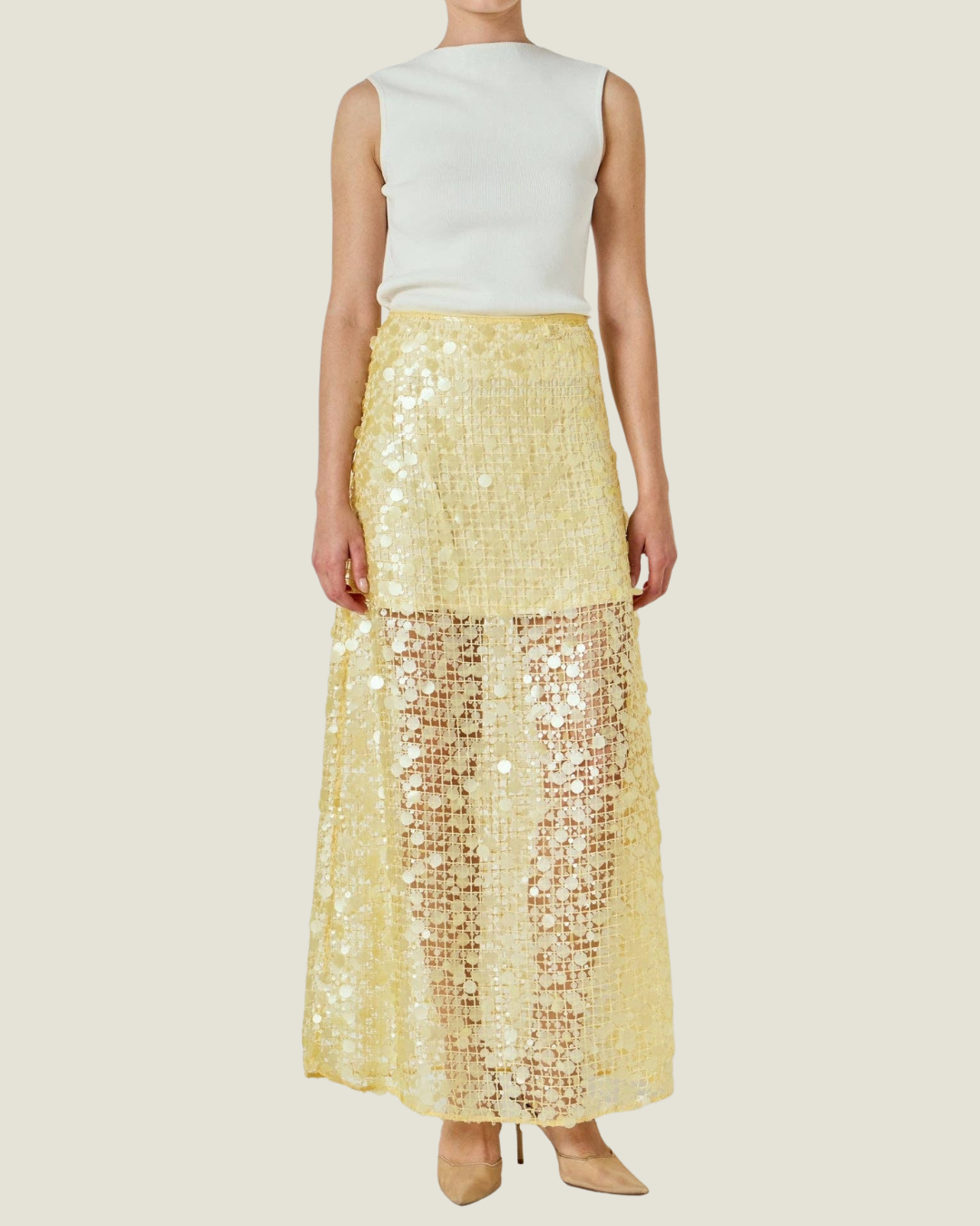 Daphne Sequin Mesh Maxi Skirt