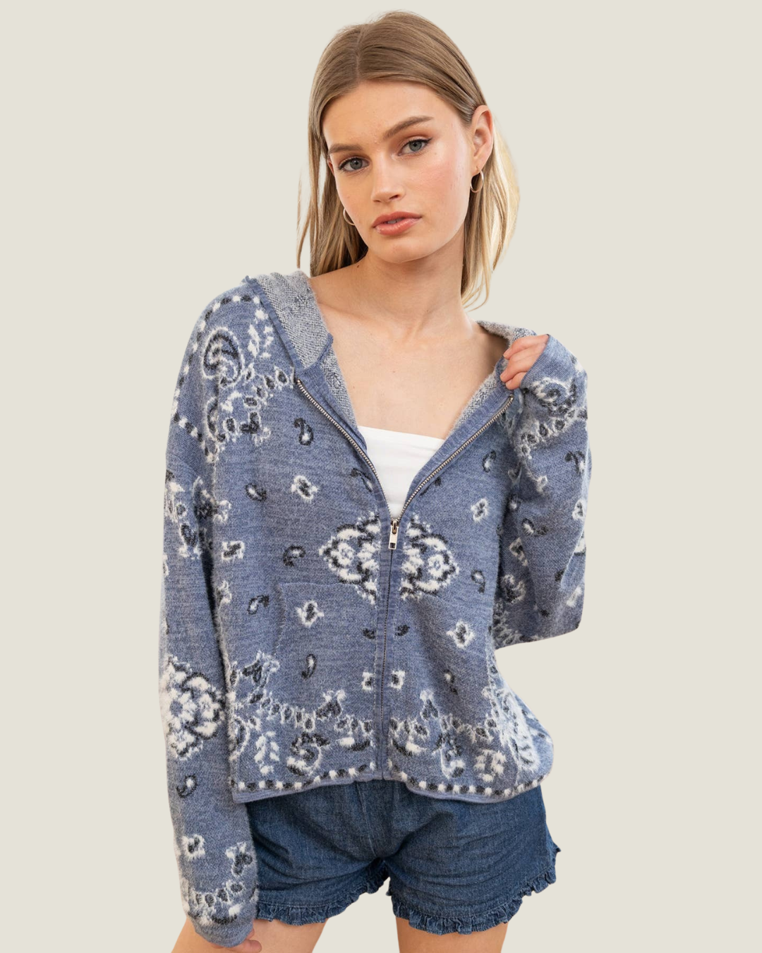 Nova Knit Bandana Print Hoodie
