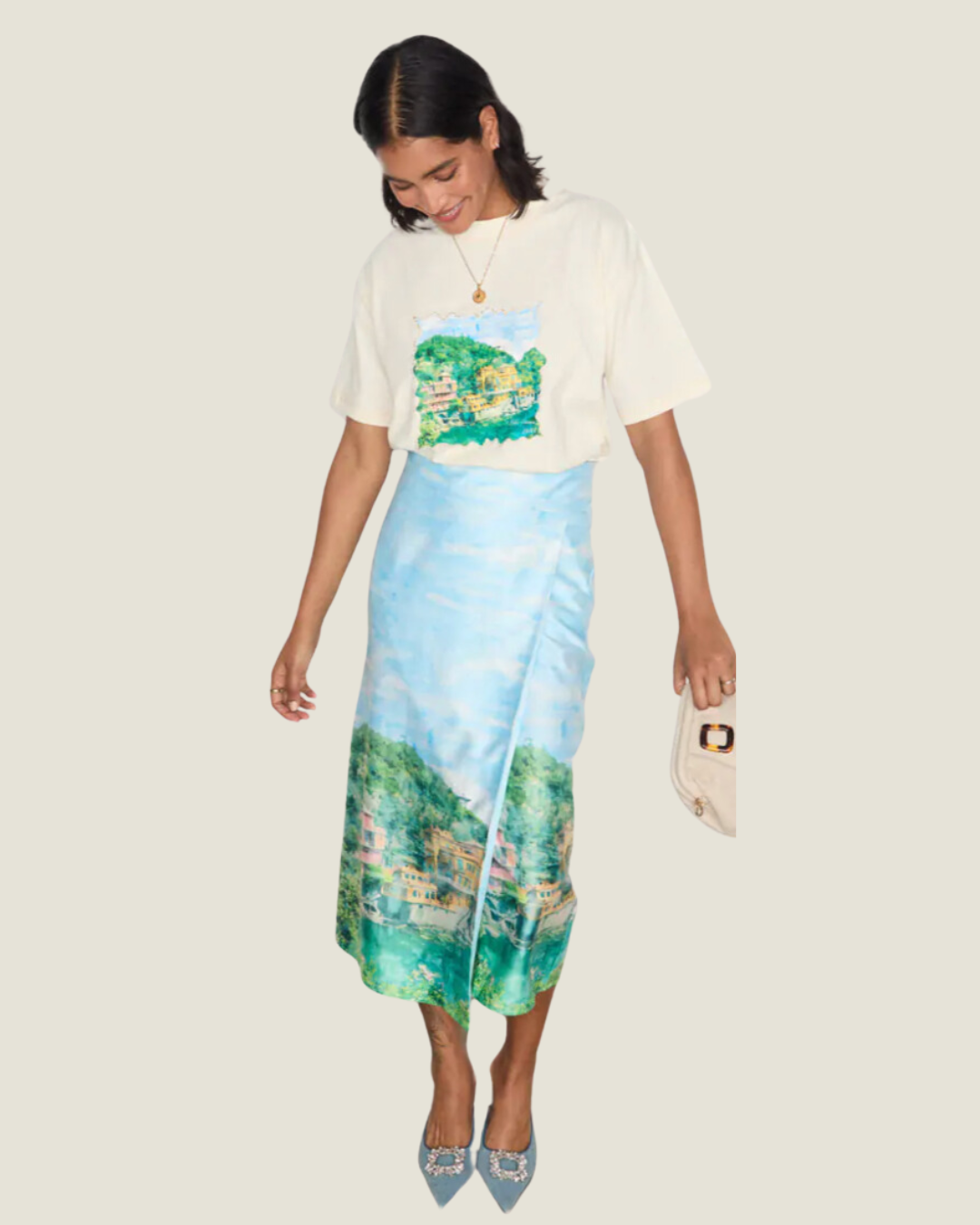 The Venice: Scenery Wrap Midi Skirt