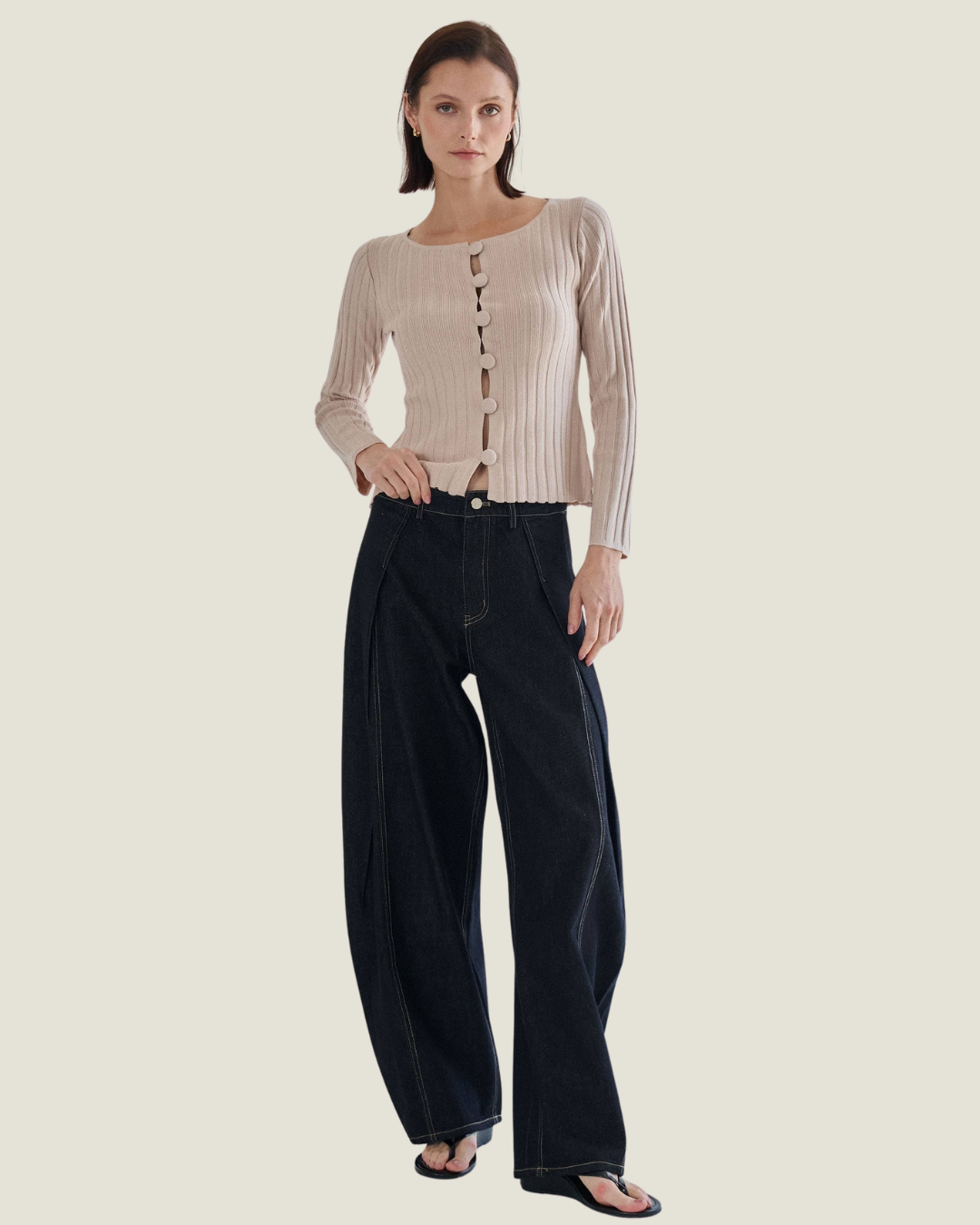 Xandra Pleated Barrel Jeans